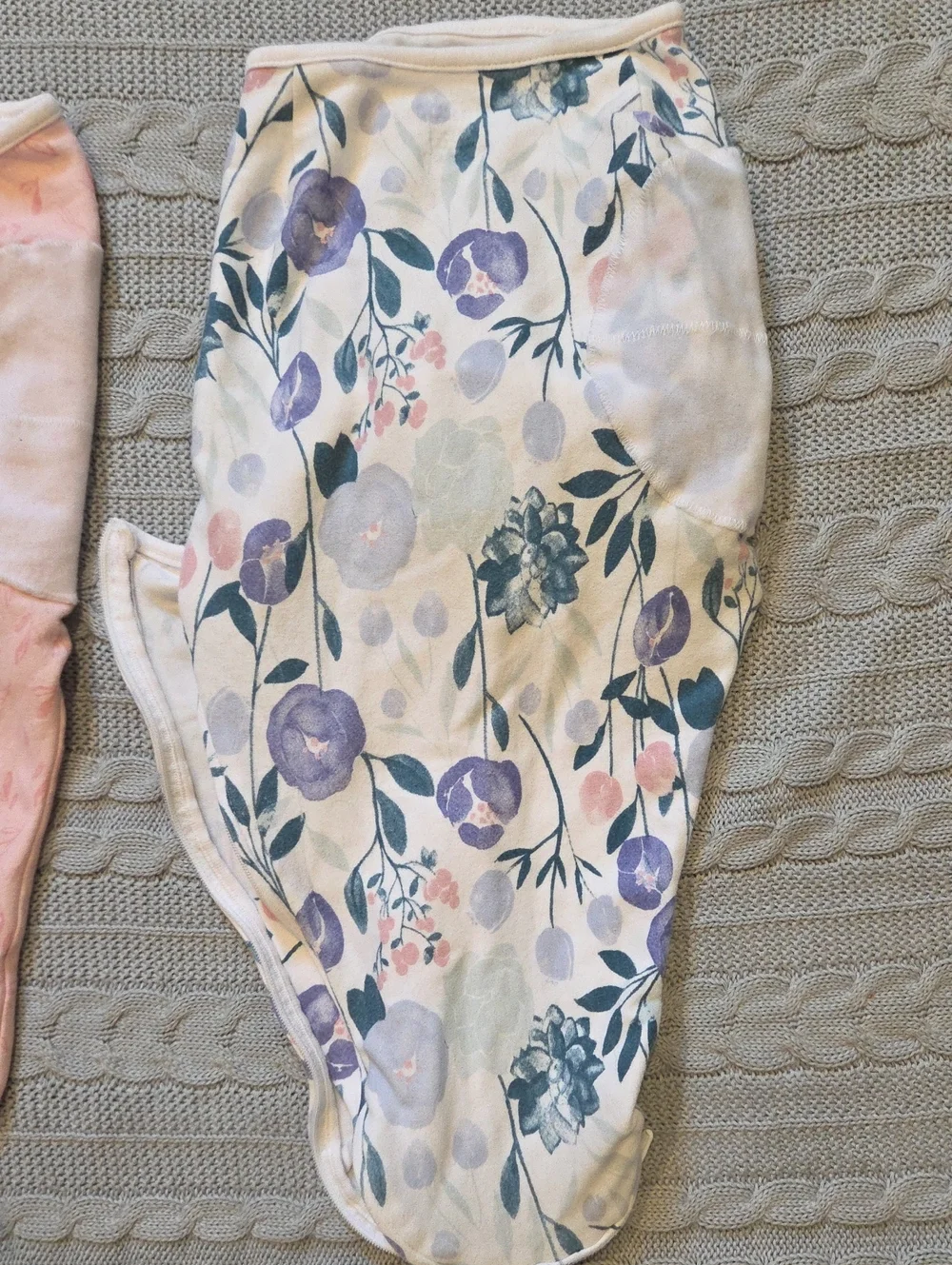aden + anais Two Easy Swaddle Cotton Wraps Pink Purple Flowers 0-3M Newborn Girl